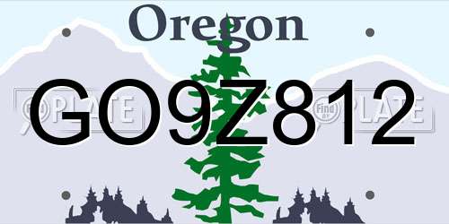 GO9Z812 Oregon License Plate