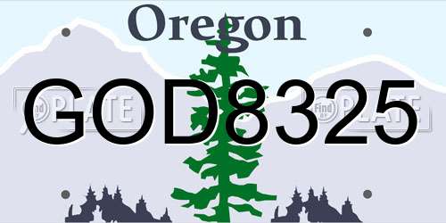 GOD8325 Oregon License Plate