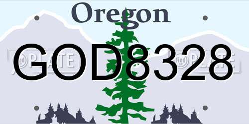 GOD8328 Oregon License Plate