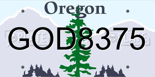 GOD8375 Oregon License Plate