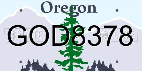 GOD8378 Oregon License Plate