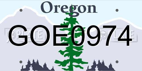 GOE0974 Oregon License Plate