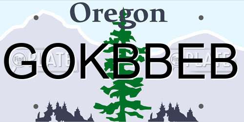 GOKBBEB Oregon License Plate
