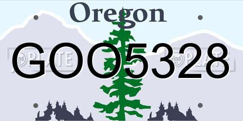 GOO5328 Oregon License Plate