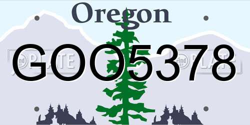 GOO5378 Oregon License Plate