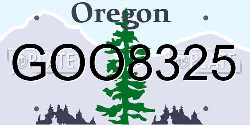 GOO8325 Oregon License Plate