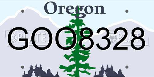 GOO8328 Oregon License Plate