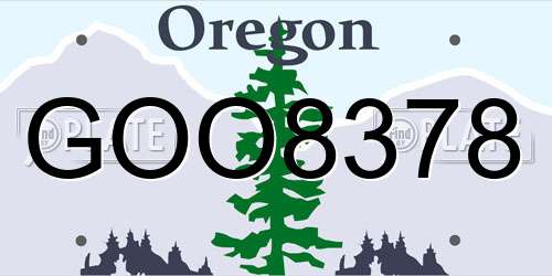 GOO8378 Oregon License Plate