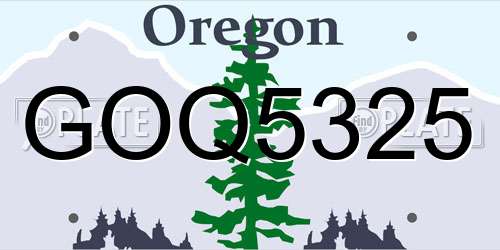 GOQ5325 Oregon License Plate