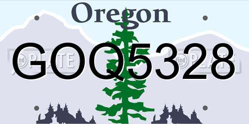 GOQ5328 Oregon License Plate