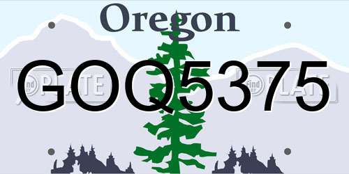 GOQ5375 Oregon License Plate