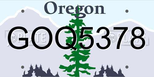 GOQ5378 Oregon License Plate