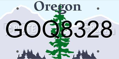 GOQ8328 Oregon License Plate