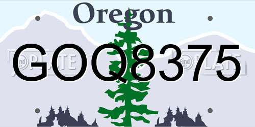 GOQ8375 Oregon License Plate