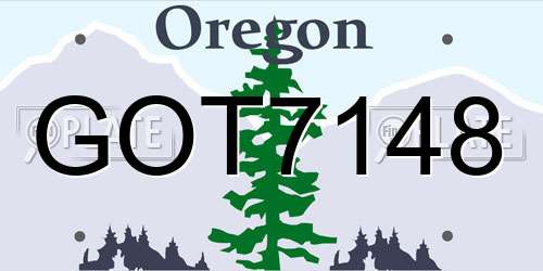 GOT7148 Oregon License Plate