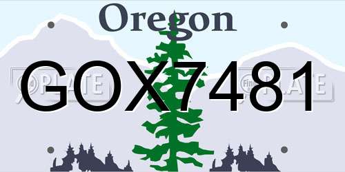GOX7481 Oregon License Plate