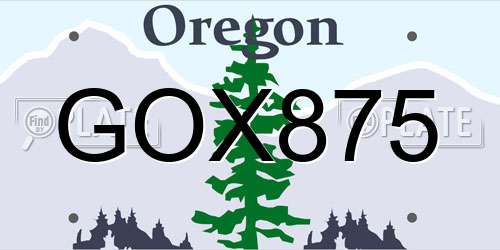 GOX875 Oregon License Plate