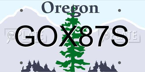 GOX87S Oregon License Plate