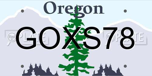 GOXS78 Oregon License Plate