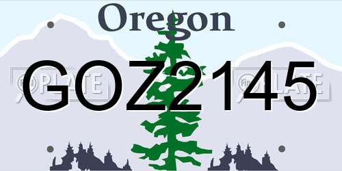GOZ2145 Oregon License Plate