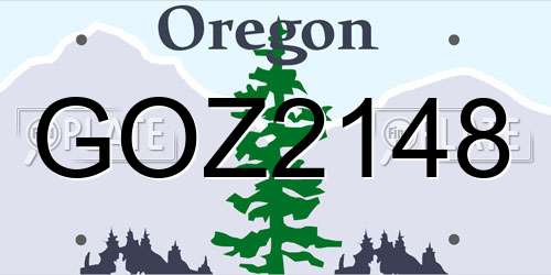 GOZ2148 Oregon License Plate