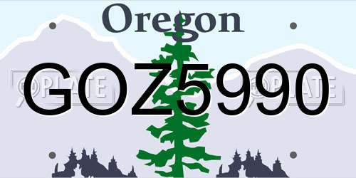GOZ5990 Oregon License Plate