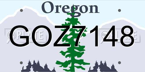 GOZ7148 Oregon License Plate