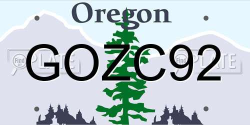 GOZC92 Oregon License Plate