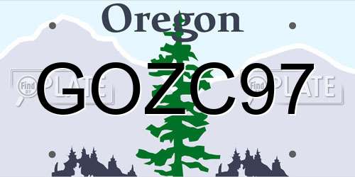 GOZC97 Oregon License Plate