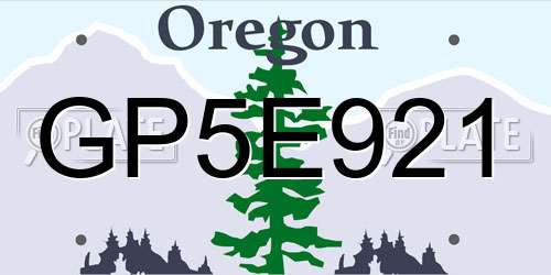 GP5E921 Oregon License Plate