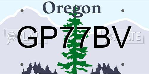 GP77BV Oregon License Plate