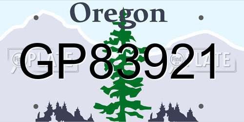GP83921 Oregon License Plate