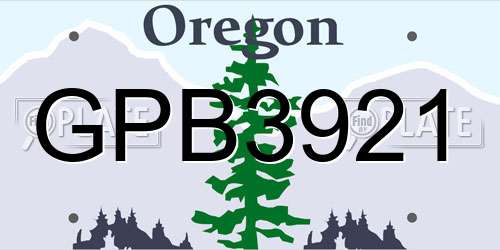 GPB3921 Oregon License Plate