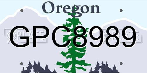 GPC8989 Oregon License Plate