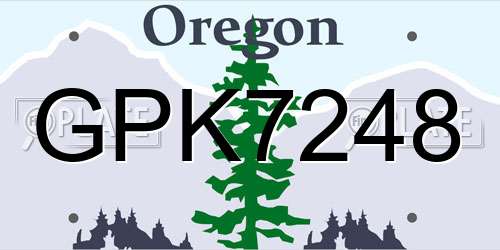 GPK7248 Oregon License Plate