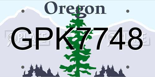 GPK7748 Oregon License Plate