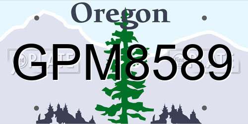 GPM8589 Oregon License Plate
