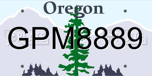 GPM8889 Oregon License Plate