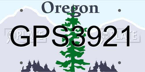 GPS3921 Oregon License Plate
