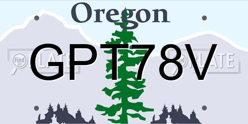 GPT78V Oregon License Plate