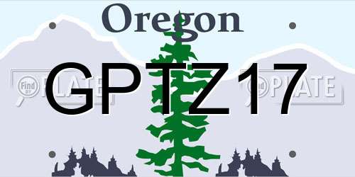 GPTZ17 Oregon License Plate