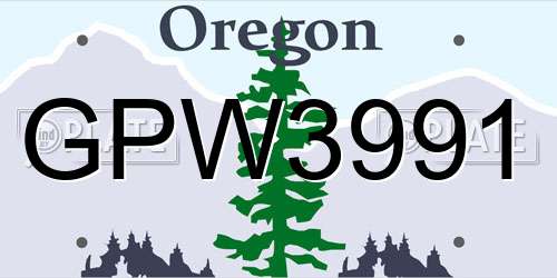 GPW3991 Oregon License Plate