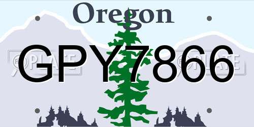 GPY7866 Oregon License Plate