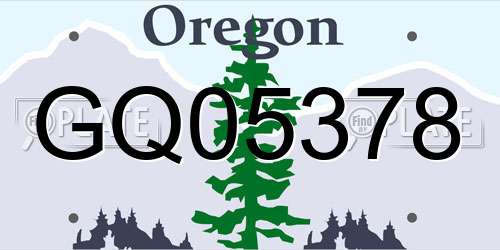 GQ05378 Oregon License Plate