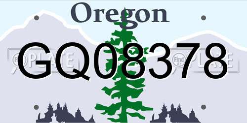 GQ08378 Oregon License Plate