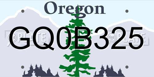 GQ0B325 Oregon License Plate
