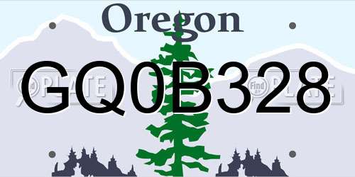 GQ0B328 Oregon License Plate