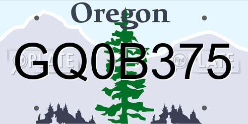 GQ0B375 Oregon License Plate