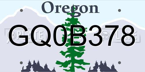 GQ0B378 Oregon License Plate