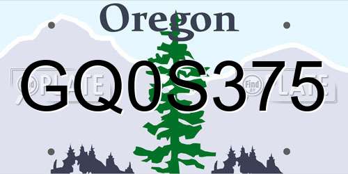 GQ0S375 Oregon License Plate
